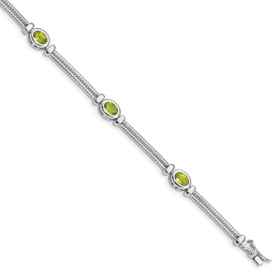 Silver Oval Cut Peridot Gemstone Bracelet at $ 100.49 only from Jewelryshopping.com