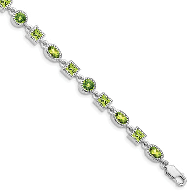 Polished Silver Peridot Gemstone Bracelet at $ 184.7 only from Jewelryshopping.com