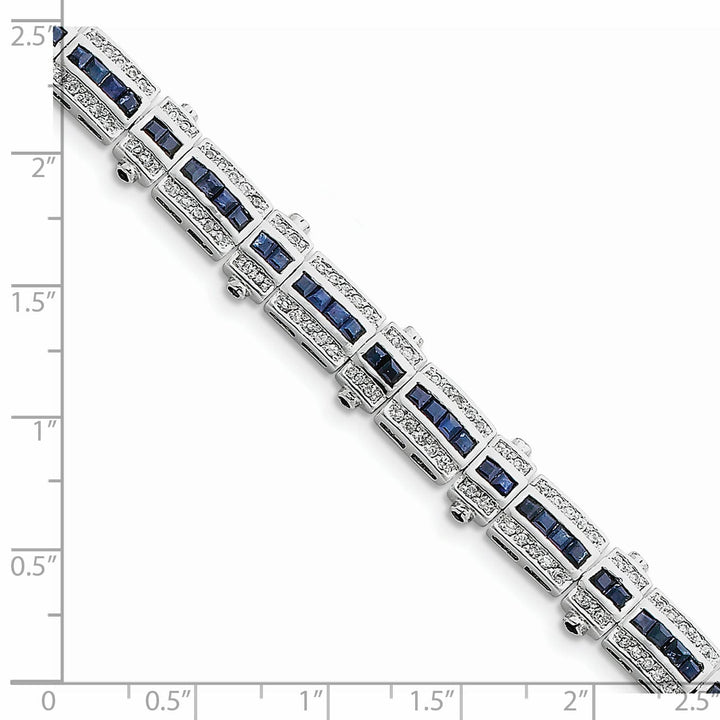 Silver Polish Sapphire Cubic Zirconia Bracelet