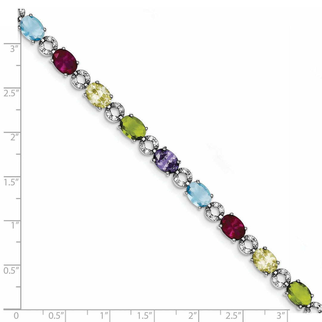 Silver Polish Finish Multicolored C.Z Bracelet