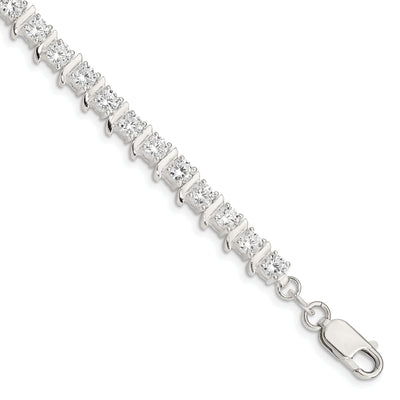 Silver Polish Finish CZ Fancy Polished Bracelet at $ 118.78 only from Jewelryshopping.com