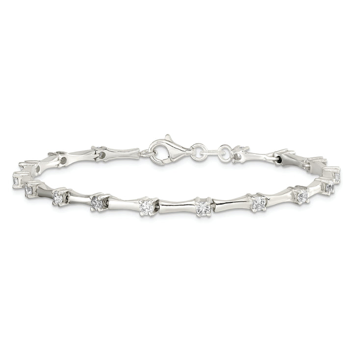 Silver Polished Finish C.Z Fancy Bracelet