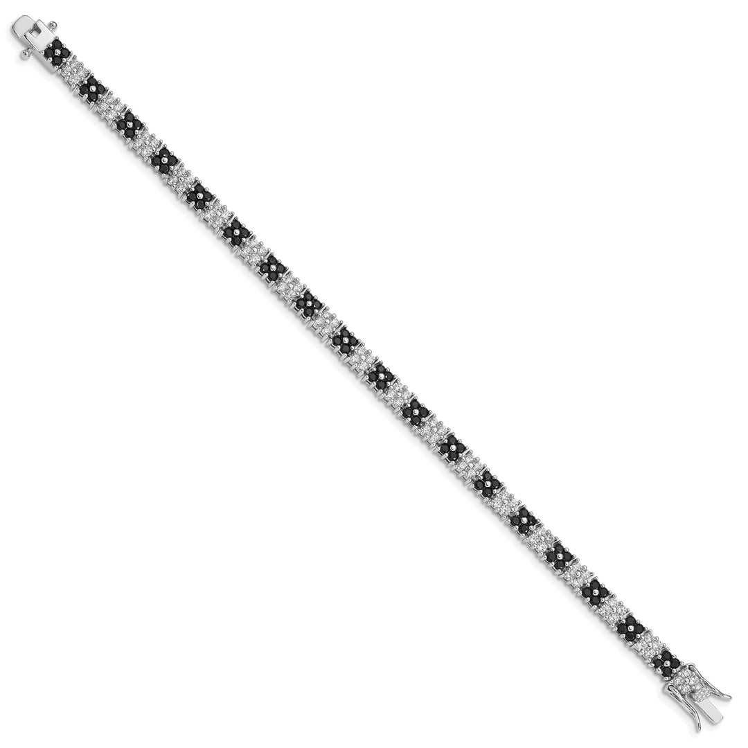 Silver Black and White C.Z Tennis Bracelet