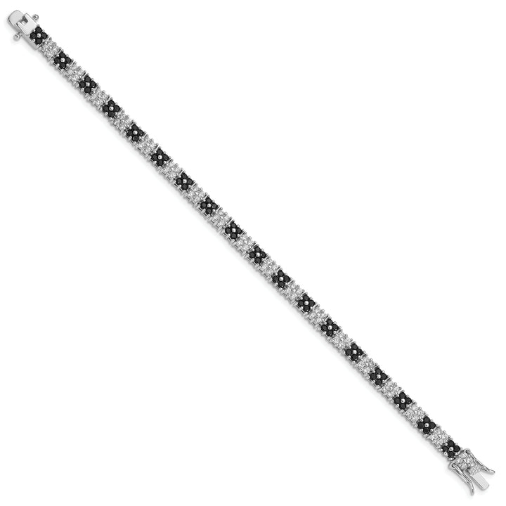 Silver Black and White C.Z Tennis Bracelet