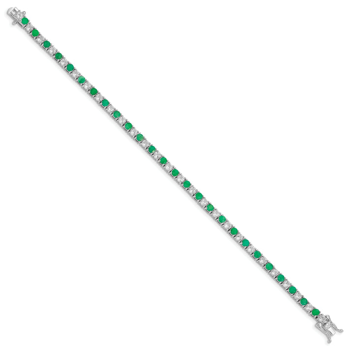 Silver Emerald White Topaz Tennis Bracelet