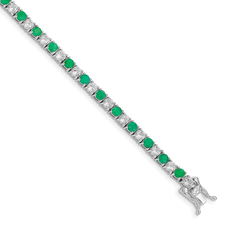 Silver Emerald White Topaz Tennis Bracelet