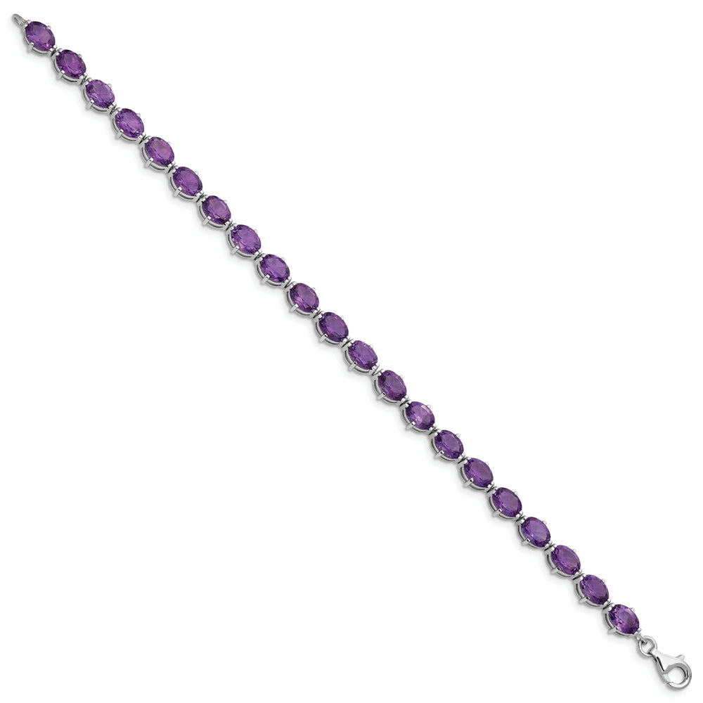 Silver Genuine Amethyst Gemstone Bracelet