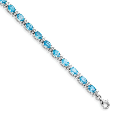 Silver Blue Topaz Gemstone White Topaz Bracelet