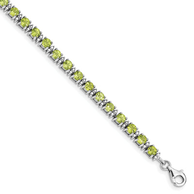 Silver Peridot Gemstone Diamond Bracelet at $ 226.4 only from Jewelryshopping.com