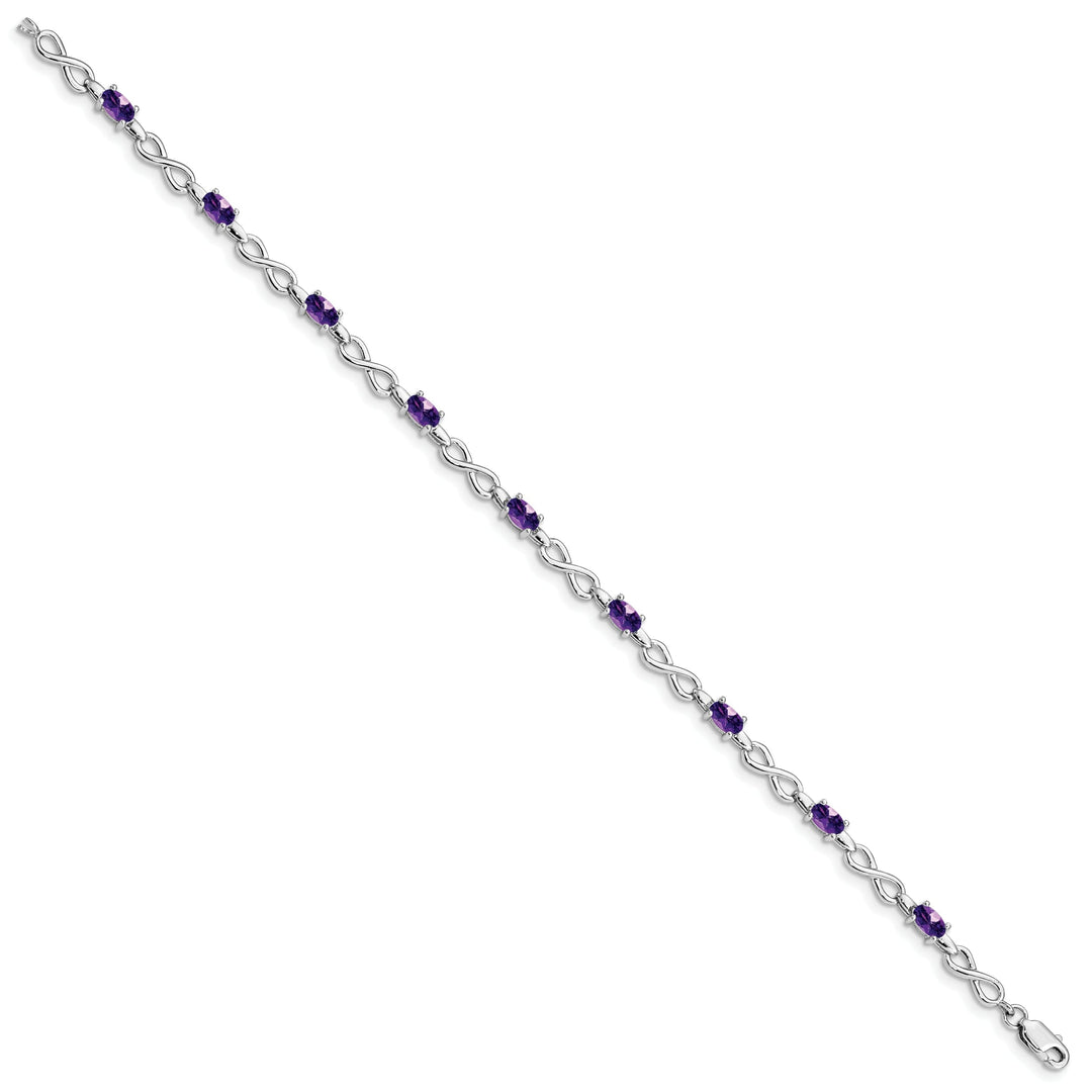 Silver Genuine Amethyst Gemstone Bracelet