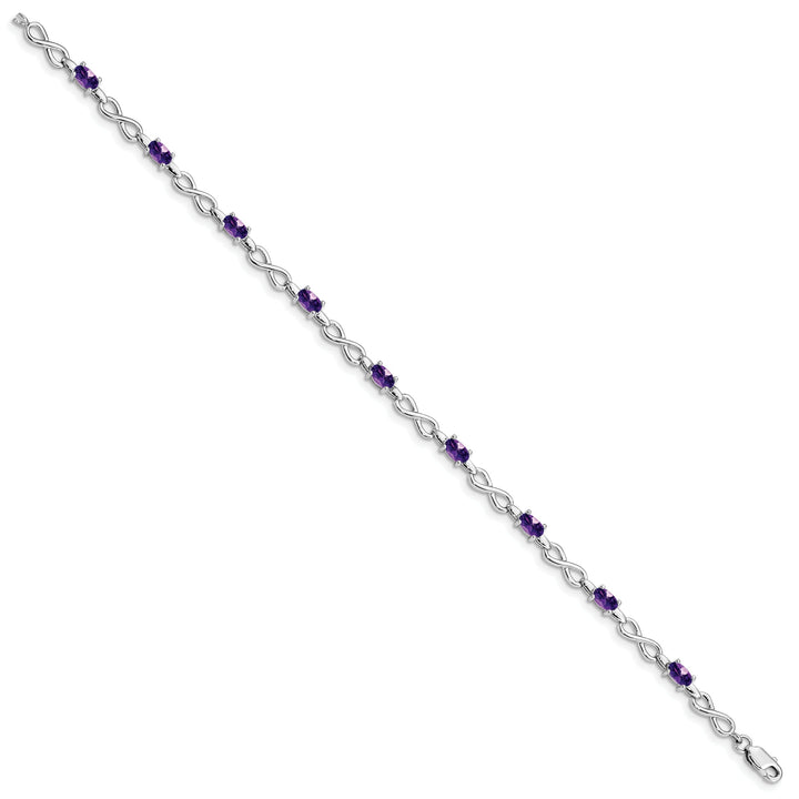 Silver Genuine Amethyst Gemstone Bracelet