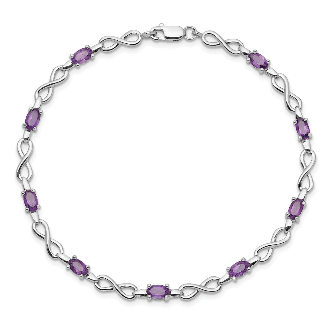 Silver Genuine Amethyst Gemstone Bracelet