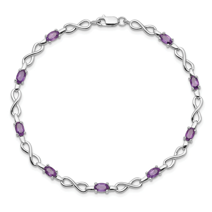 Silver Genuine Amethyst Gemstone Bracelet