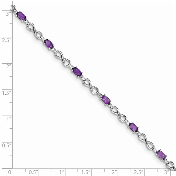 Silver Genuine Amethyst Gemstone Bracelet