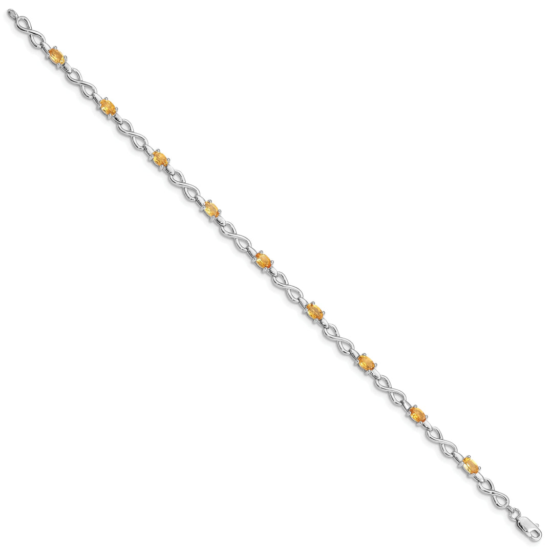 Silver Oval Cut Citrine Gemstone Bracelet