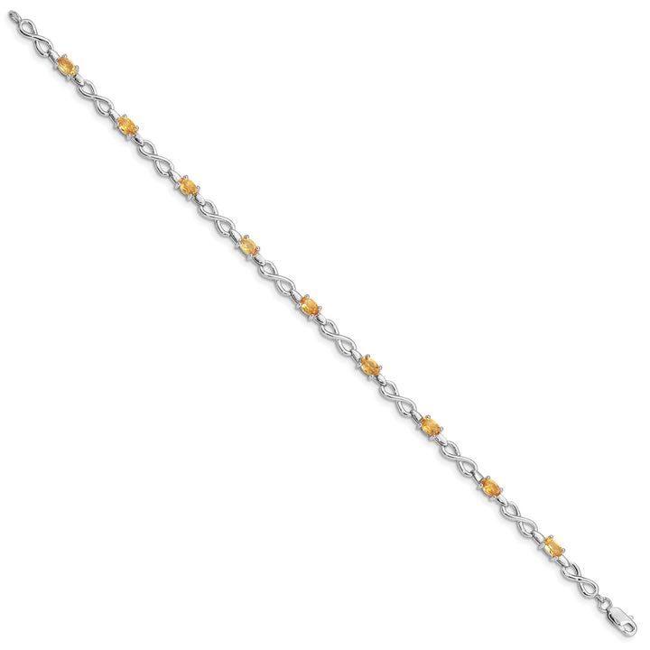 Silver Oval Cut Citrine Gemstone Bracelet