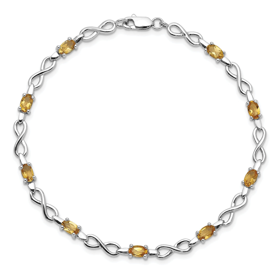 Silver Oval Cut Citrine Gemstone Bracelet