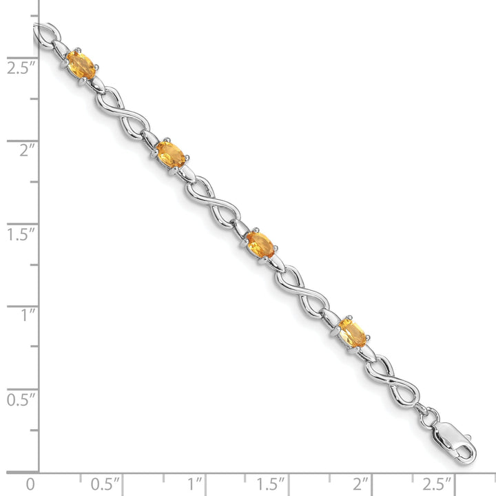 Silver Oval Cut Citrine Gemstone Bracelet