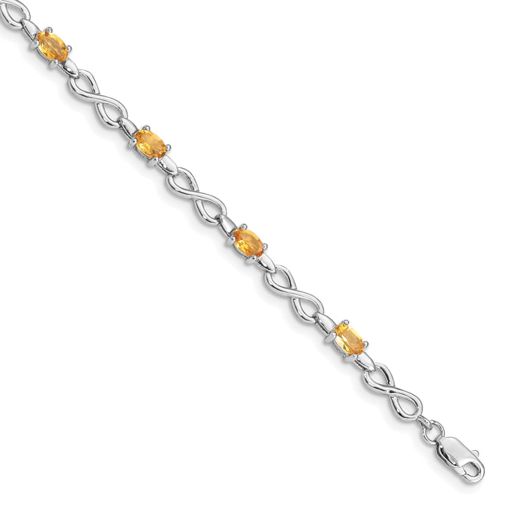 Silver Oval Cut Citrine Gemstone Bracelet