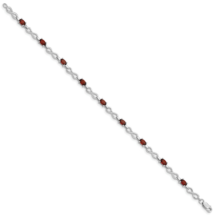 Silver Oval Stones Garnet Gemstone Bracelet