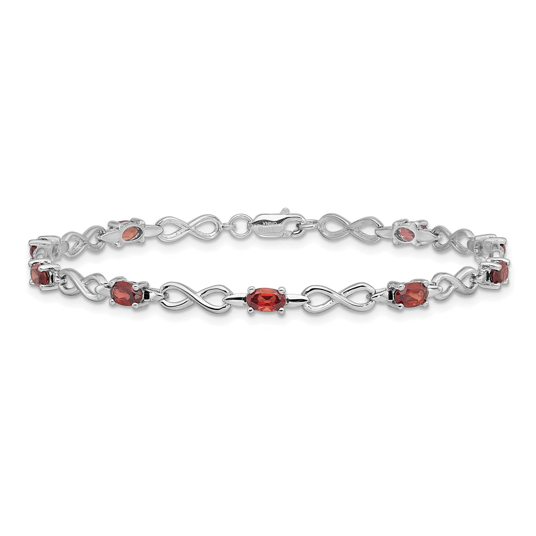 Silver Oval Stones Garnet Gemstone Bracelet