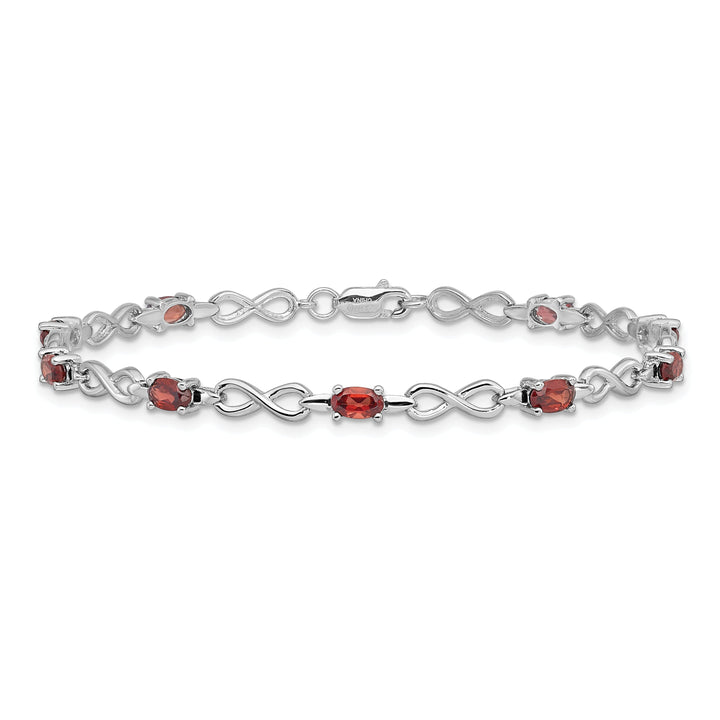 Silver Oval Stones Garnet Gemstone Bracelet