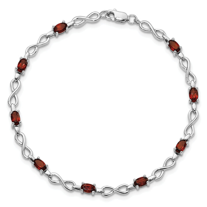 Silver Oval Stones Garnet Gemstone Bracelet