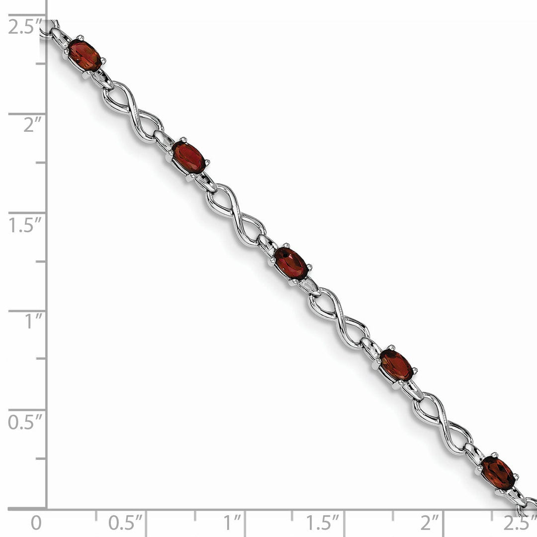 Silver Oval Stones Garnet Gemstone Bracelet