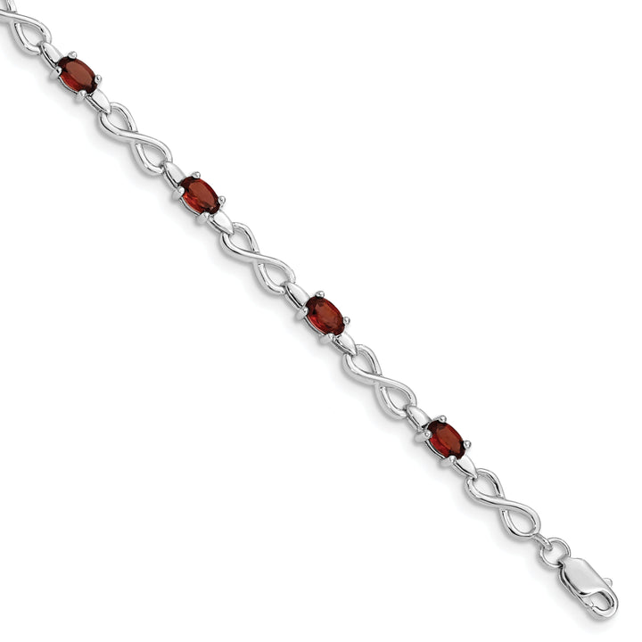 Silver Oval Stones Garnet Gemstone Bracelet