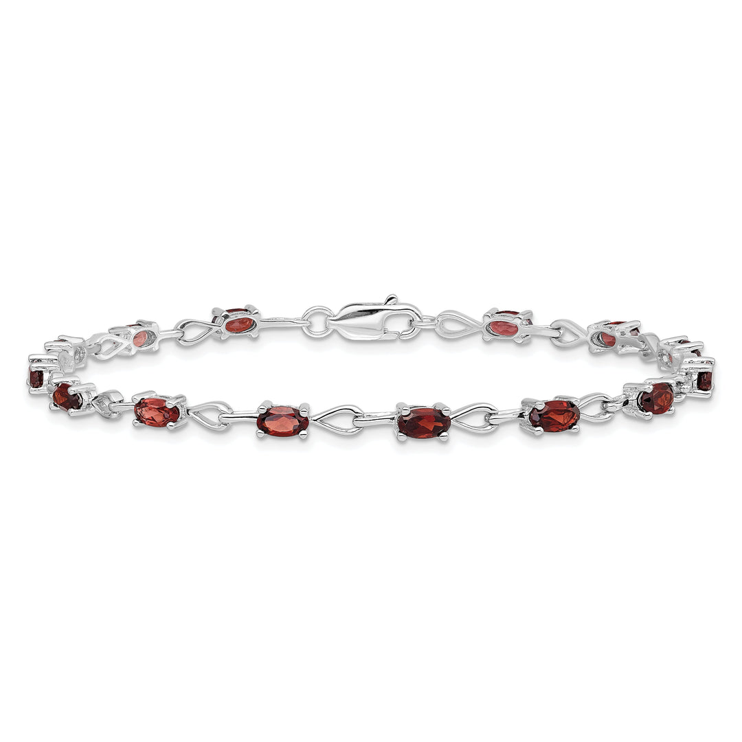 Silver Oval Stones Garnet Gemstone Bracelet