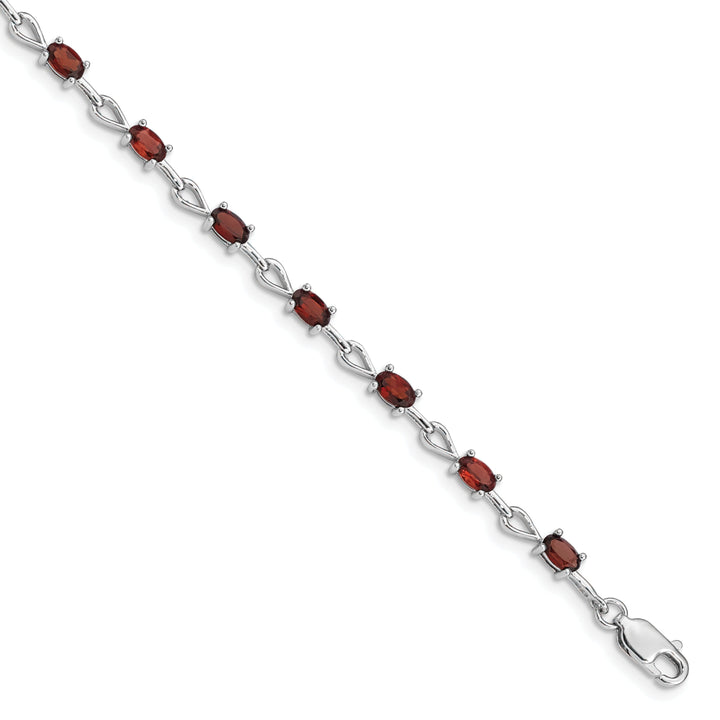 Silver Oval Stones Garnet Gemstone Bracelet