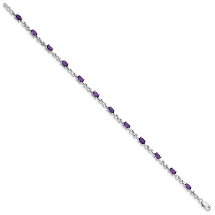 Silver Oval Cut Genuine Amethyst Bracelet