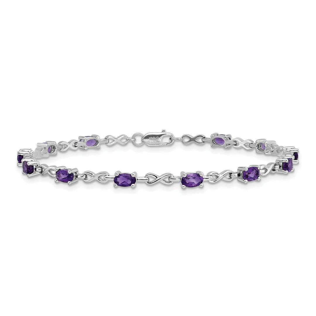 Silver Oval Cut Genuine Amethyst Bracelet