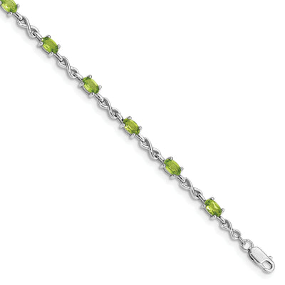 Silver Oval Shape Peridot Gemstone Bracelet at $ 119.7 only from Jewelryshopping.com