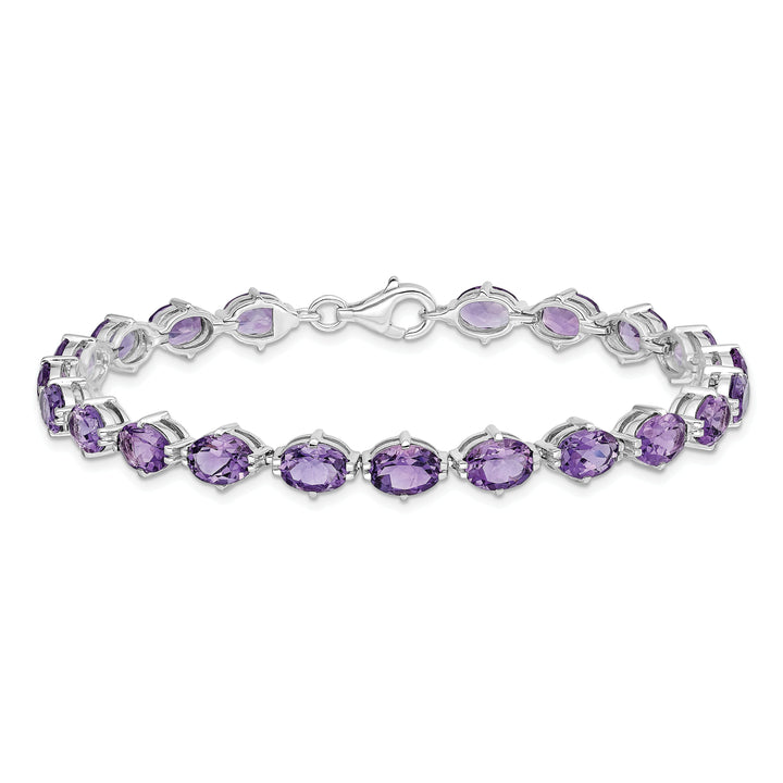 Silver Genuine Amethyst Gemstone Bracelet