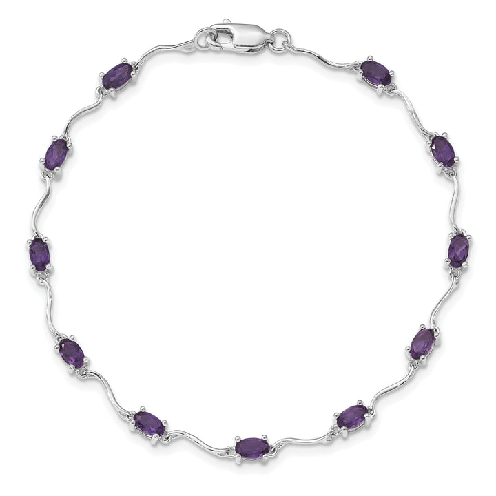 Silver Genuine Amethyst Gemstone Bracelet