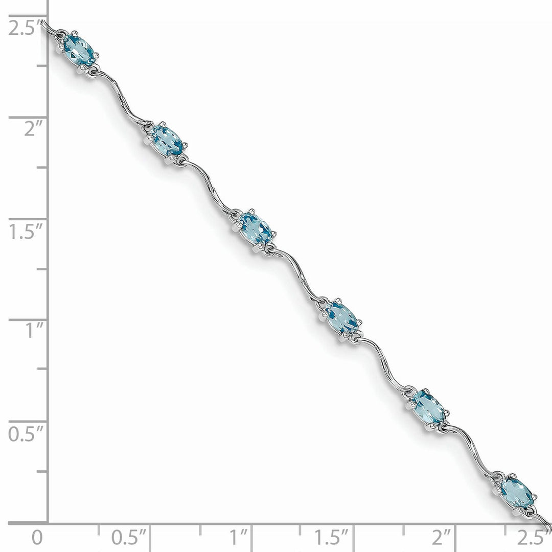 Silver Polished Blue Topaz Gemstone Bracelet