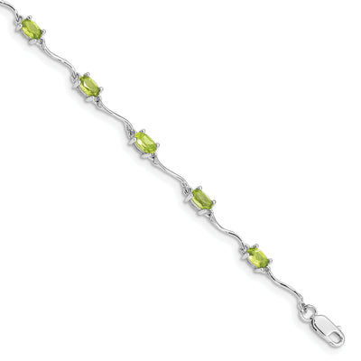 Silver Oval Shape Peridot Gemstone Bracelet at $ 104.83 only from Jewelryshopping.com