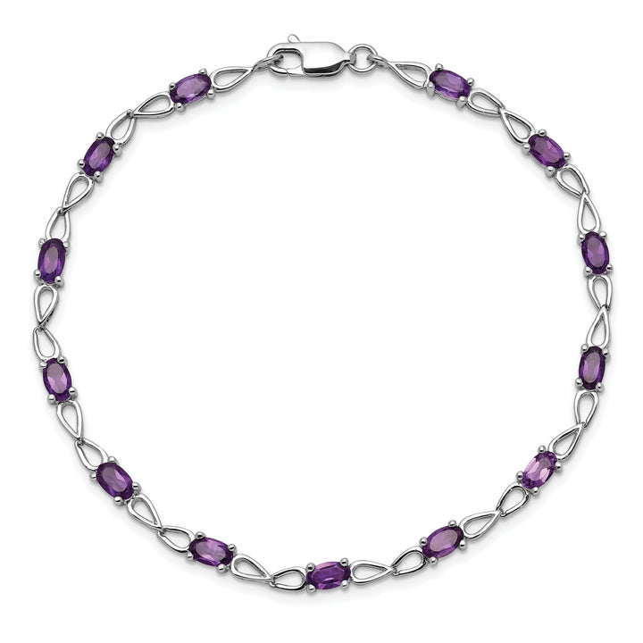 Silver Oval Cut Genuine Amethyst Bracelet