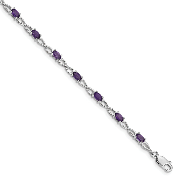 Silver Oval Cut Genuine Amethyst Bracelet