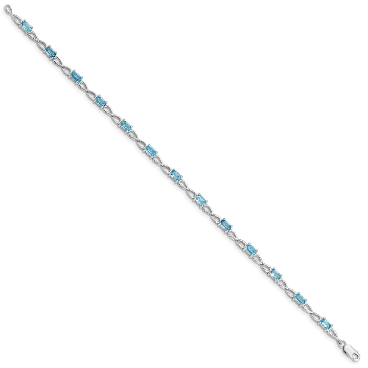 Silver Oval Swiss Blue Topaz Gemstone Bracelet