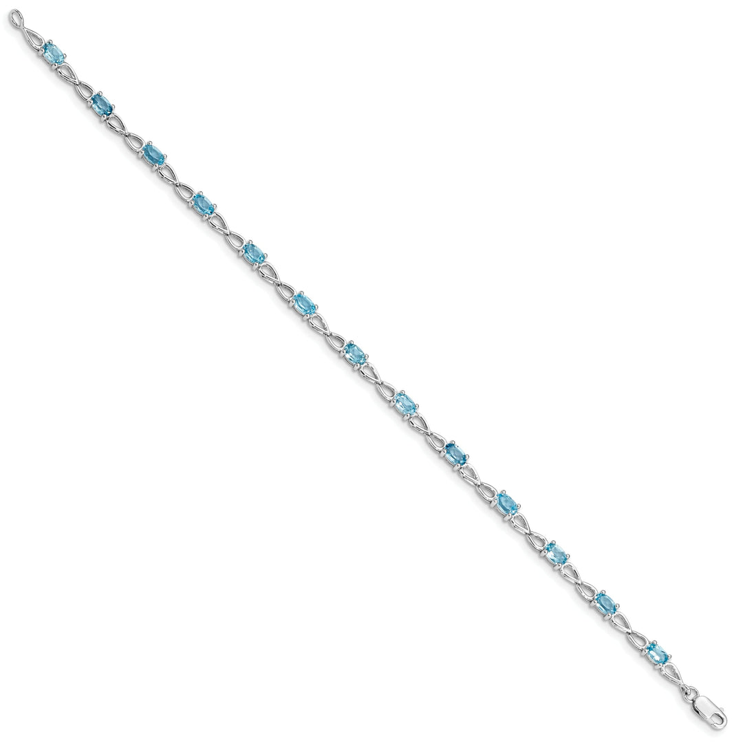 Silver Oval Swiss Blue Topaz Gemstone Bracelet