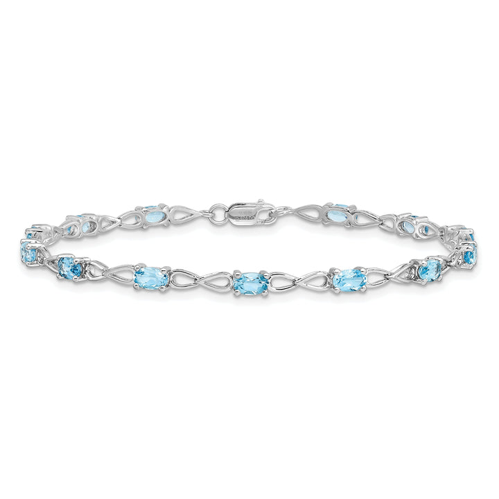 Silver Oval Swiss Blue Topaz Gemstone Bracelet