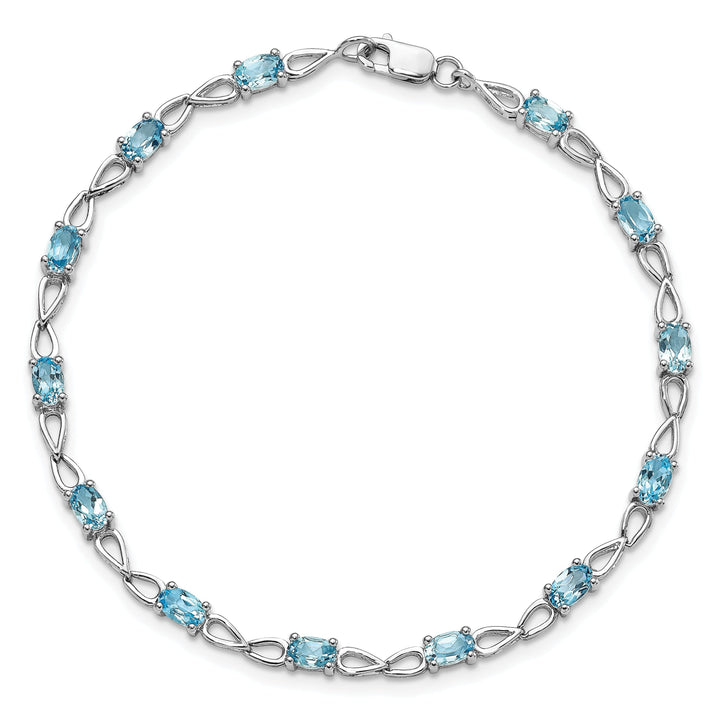 Silver Oval Swiss Blue Topaz Gemstone Bracelet