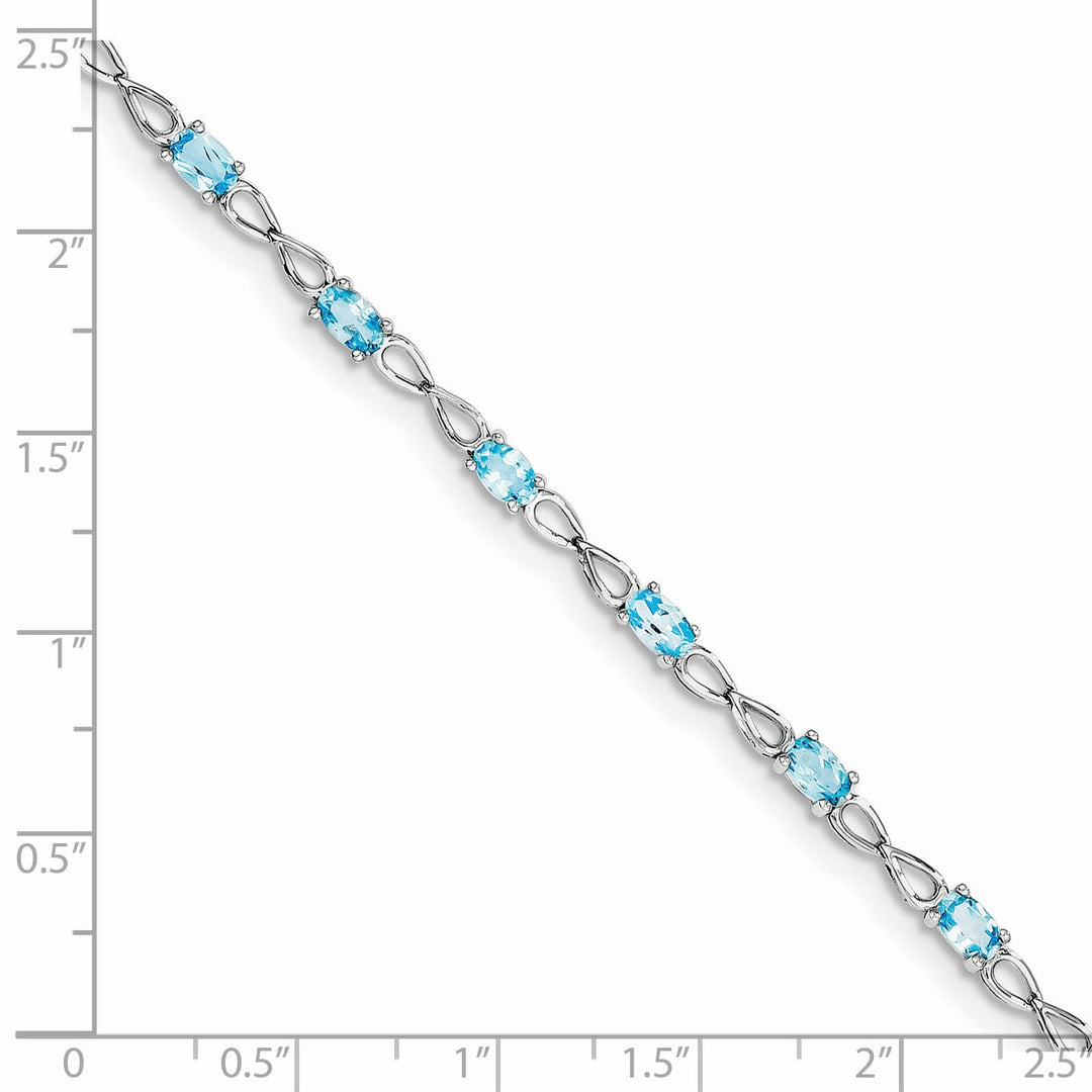 Silver Oval Swiss Blue Topaz Gemstone Bracelet