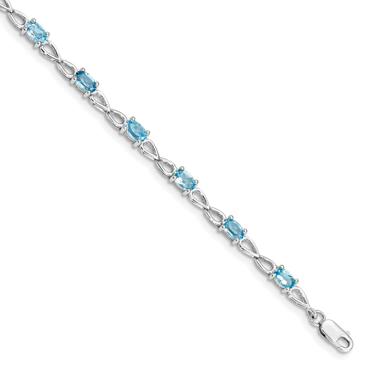 Silver Oval Swiss Blue Topaz Gemstone Bracelet