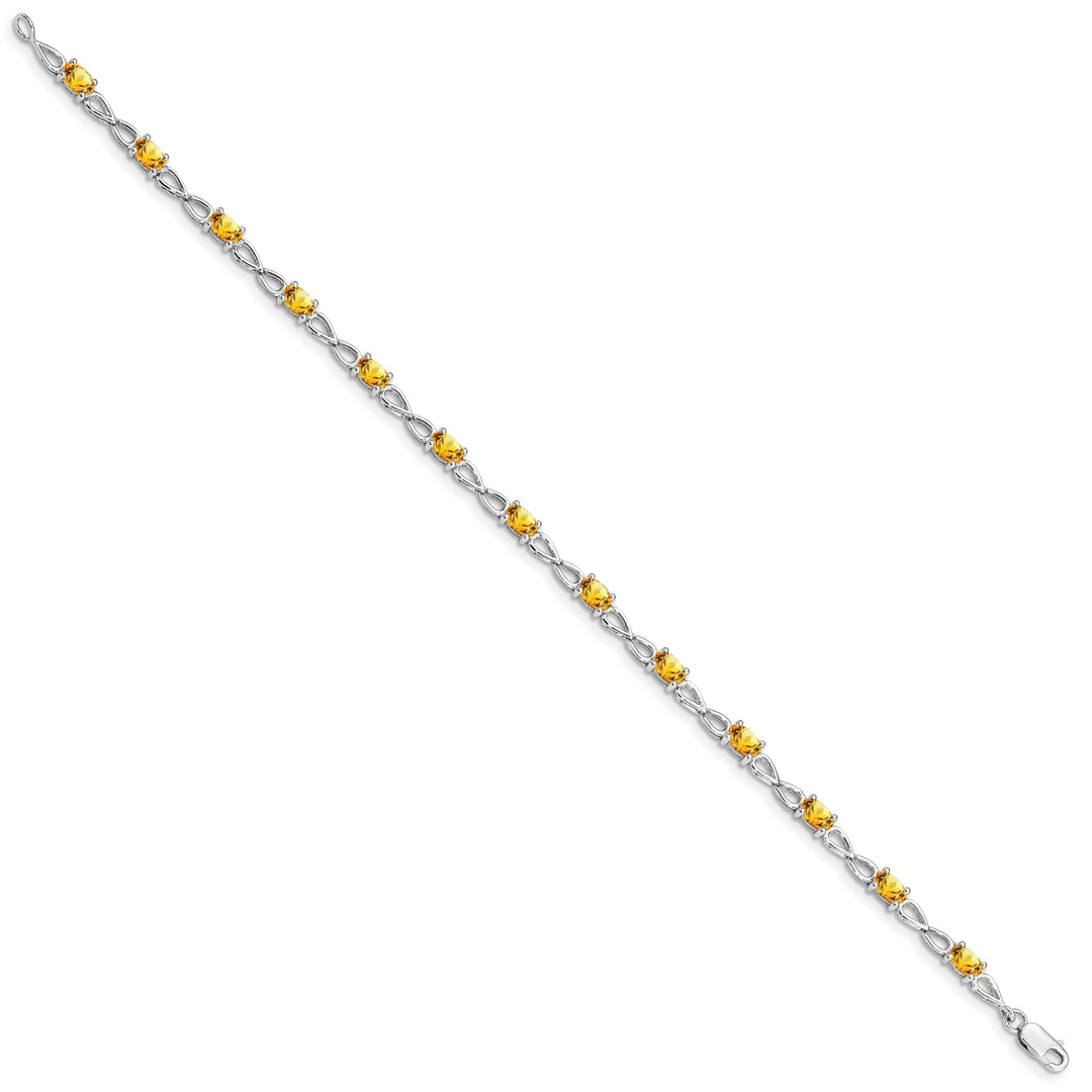 Silver Oval Cut Citrine Gemstone Bracelet