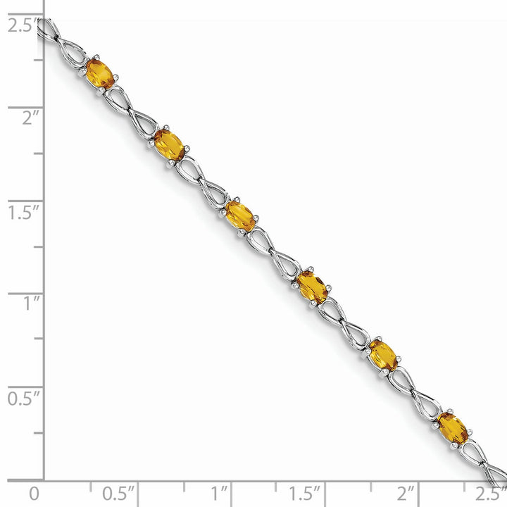 Silver Oval Cut Citrine Gemstone Bracelet