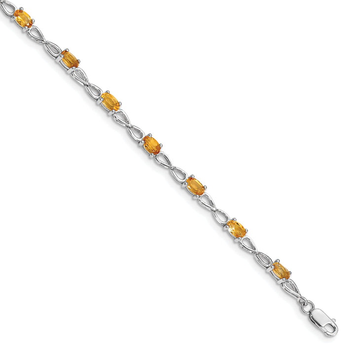 Silver Oval Cut Citrine Gemstone Bracelet