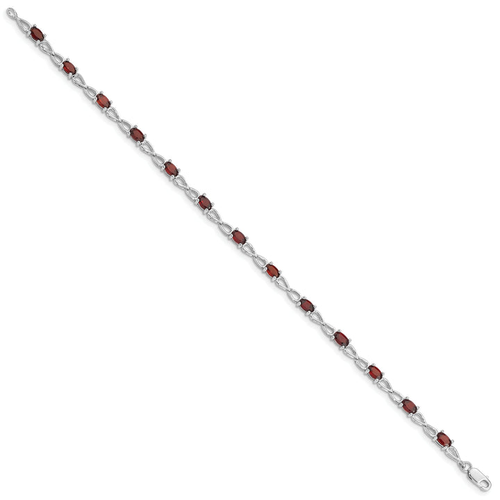 Silver Oval Stones Garnet Gemstone Bracelet